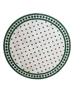 mosaikbord rund grön & vitt