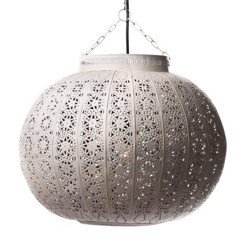 Marockansk lampa zink vit