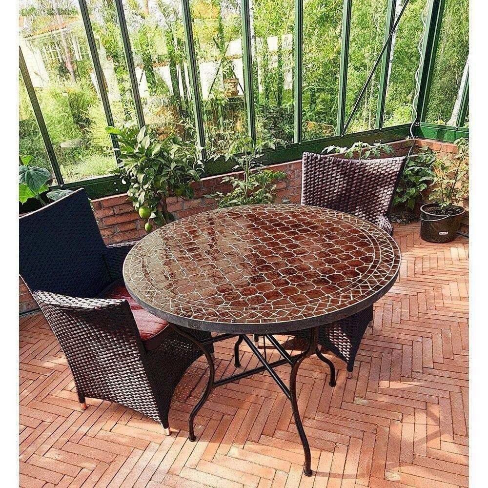 Mosaikbord brun Ø: 90