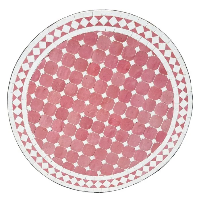 Mosaikbord rosa vitt