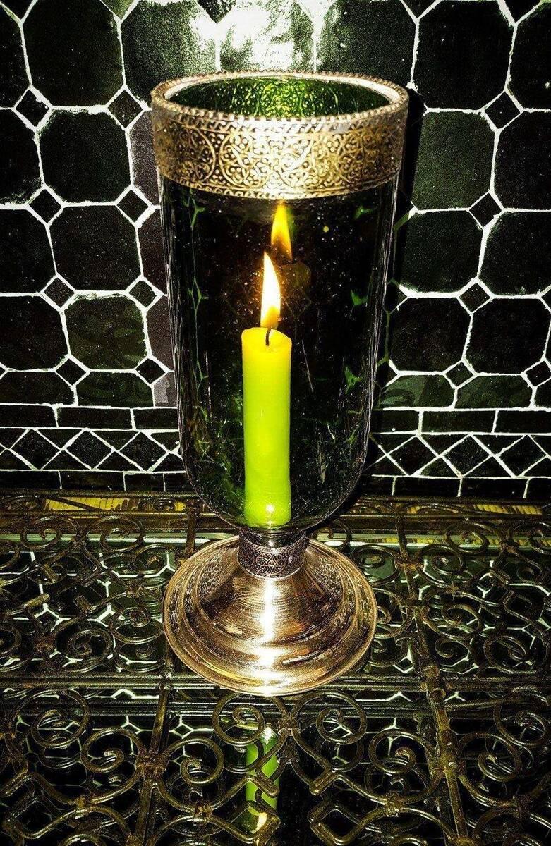 glas ljusstake mörkgrön