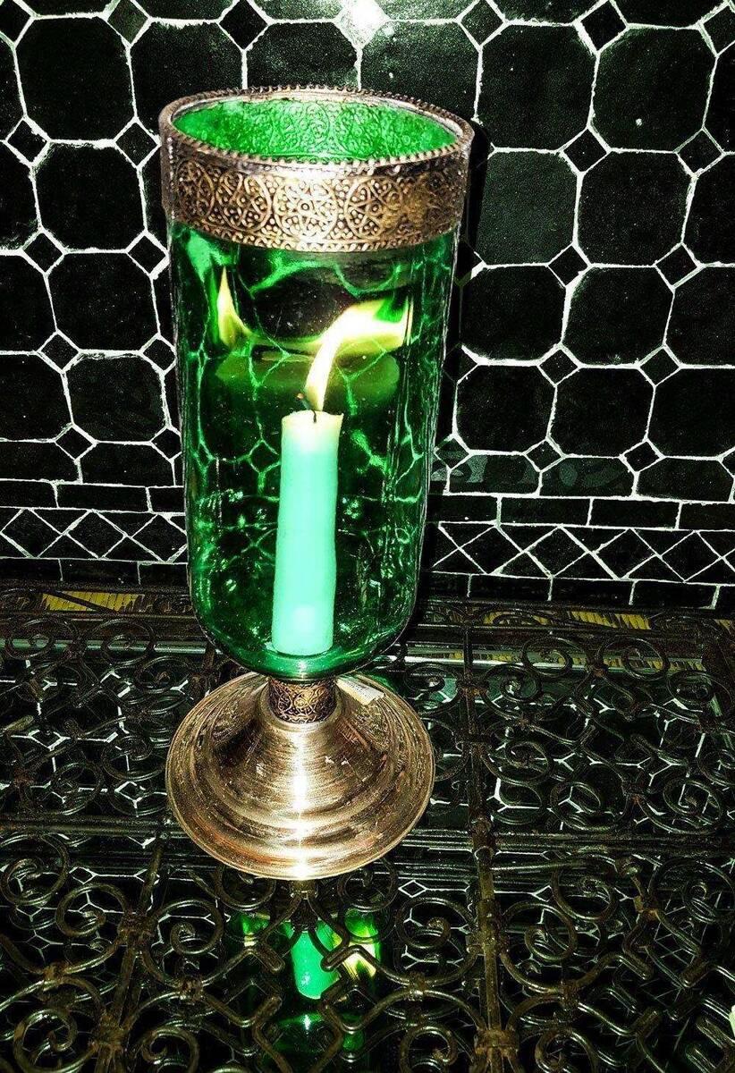 glas ljusstake grön