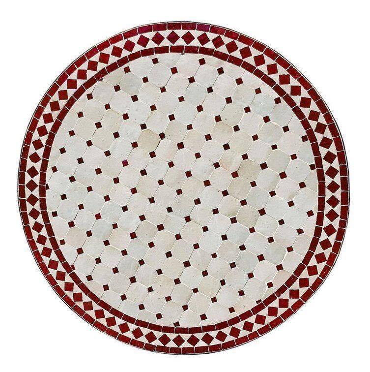 Mosaikbord Beige & röd Ø50