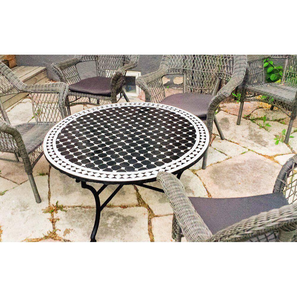 Mosaikbord Defra svart & Vitt Ø:110