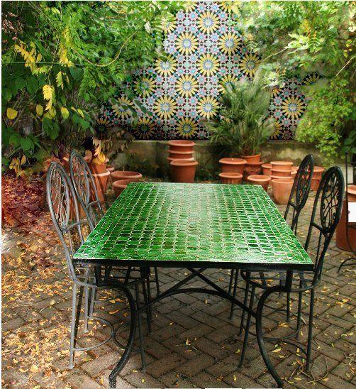 Utemöbler mosaikbord grön