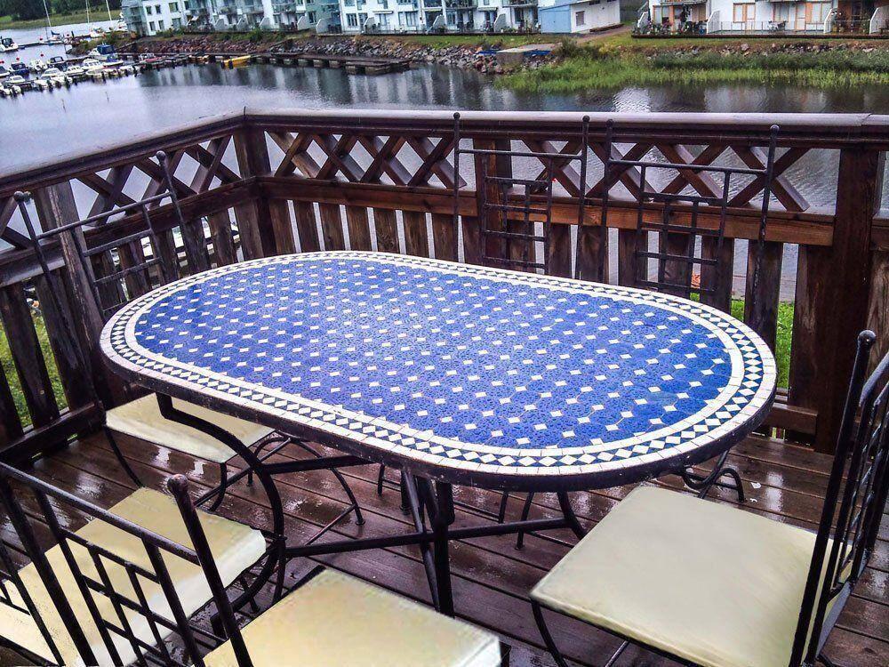 Oval Mosaikbord Blå