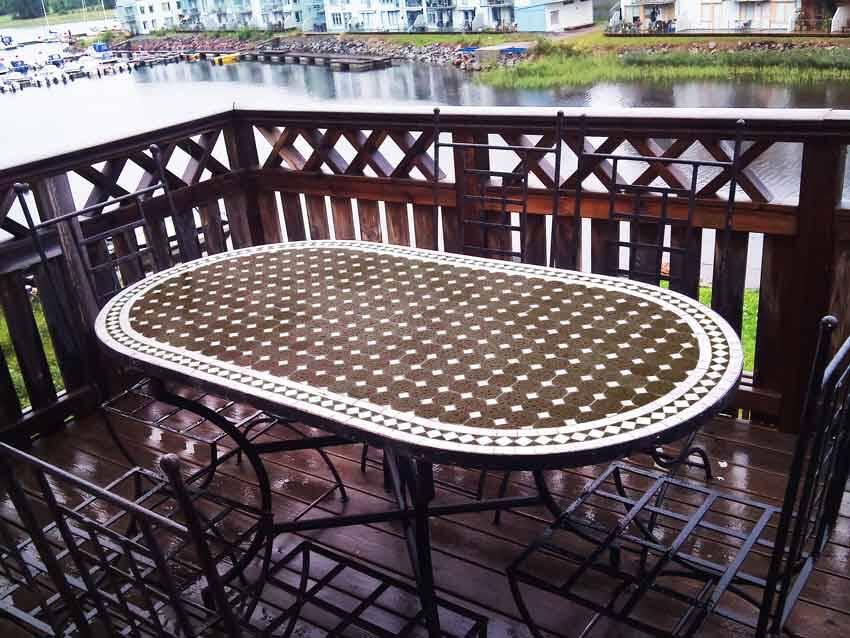 Oval Mosaikbord Blå