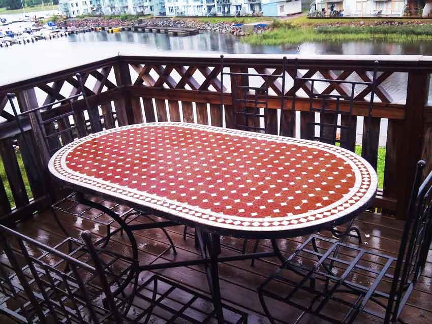 Ovalt Mosaikbord Rött