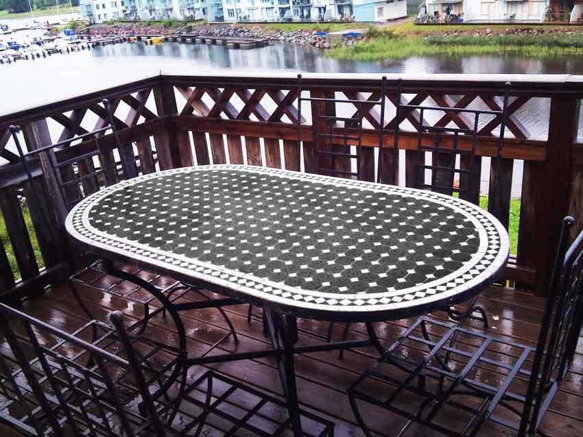 Ovalt Mosaikbord Svart