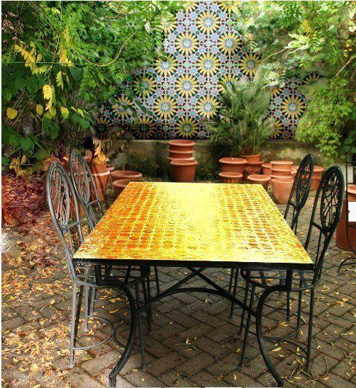 mosaikbord gul 180x90