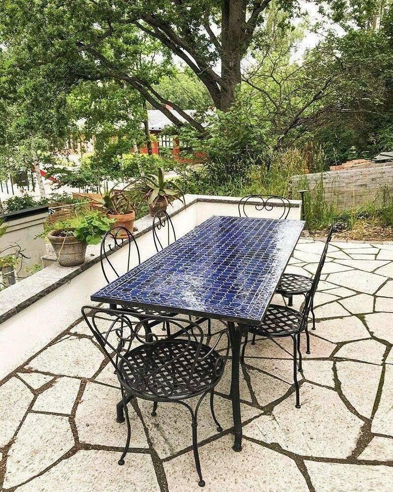 Mosaikbord rektangulär mörkblå